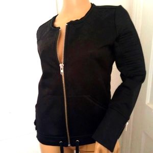 The Kooples Leather-Like Moto Jacket Top